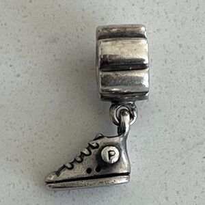 PANDORA Retired Sterling Silver Hi Top Shoe Sneaker Dangle Charm